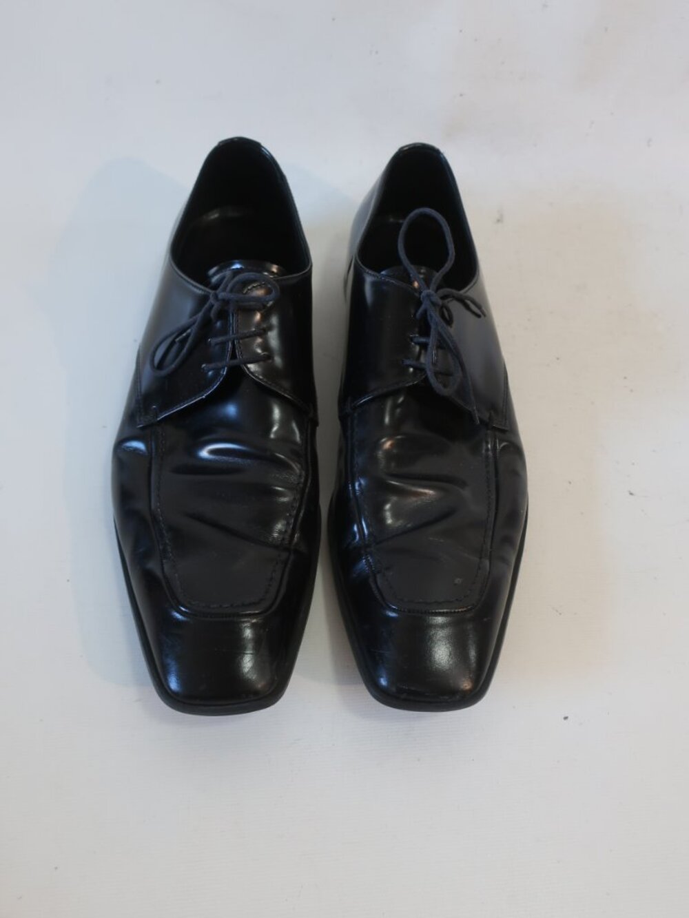 Mens Prada Black Leather Square Toe Oxford Lace Up Shoes 11 - Picture 2 of 16